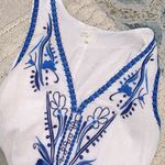 Dee Elly  white & blue floral embroidered dress size small Photo 3