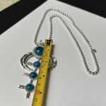 Dress Up Signed MMS Silver Tone / Turquoise Blue Color Statement  Necklace Photo 3