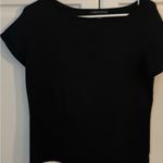 August Silk Silk short sleeve ribbed knit Women’s‎ blouse, black, size M. 70% silk. Photo 1