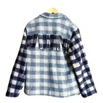 Cinq à Sept CINQ a SEPT Alix Coat Jacket Plaid Shacket Fringe Trim Steel Blue Multi SM NWT Photo 15