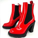 Alexander McQueen Tread Heeled Chelsea Red Leather Ankle Boots EU 36.5 Photo 0