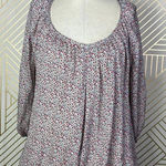 NSF Silk Floral Printed Balloon Sleeve Top Red Green Size US XS‎ Photo 0