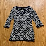 White House | Black Market Navy Chevron Sweater Top Tunic Women Medium Photo 1