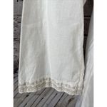 Eddie Bauer  Ivory V Neck Embroidered Tunic 3/4 Sleeve Linen Rayon Womens Shirt M Photo 2