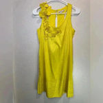 Calypso St. Barth‎ Y2K 100% Silk Flowers Decorated Yellow Mini Dress Photo 4