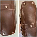 Marc Jacobs  Cognac Leather Venetia Satchel Bag, Silver Hardware & Red Stitching Photo 6