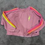 Aviator Nation  Pink 5 Stripe Set Cropped Neon 5 Stripe Crewneck and Sweatpants Photo 3