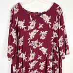 Ellos Plus‎ Size 22 Dress Shift Maroon Floral Shift Mini Lined Back Zip 1514 Red Photo 2