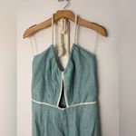 Hevron Cecily mint aqua green linen halter rope tie low back jumpsuit 6 Photo 1