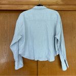 Faherty  Stretch Oxford Cropped Shirt in Classic Stripe Size Large Blue White Photo 8