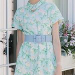 New HILL HOUSE HOME Blue Roses Linen Laura Dress Size Small Button Front Belted Photo 6