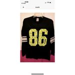 Victoria's Secret Pink Campus Mesh Tee Shirt Black Floral Neon Citrus Logo XS Photo 1