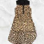 Buttons Leopard Print High Low Sleeveless Dress with Photo 0
