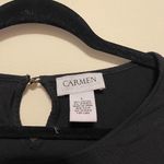 Carmen Marc Valvo Carmen  Black Draw String Sleeve Tee Size Large Photo 2