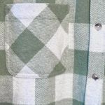 BeachLunchLounge Green & Cream Flannel Fashionable Shacket Button Down Plaid Trendy Jacket Photo 2