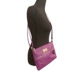 Nine West Purple Leather Crossbody Adjustable Strap Front Zipper Pocket Zip Top Photo 1