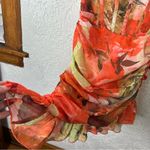 Pretty Little Thing Orange Floral Print Corset Frill Hem Bodycon Dress NWTSize 6 Photo 4