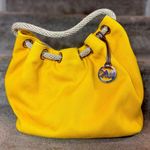 Michael Kors Marina Mustard Yellow Large Gathered Tote Handbag Hobo Canvas Rope Photo 0
