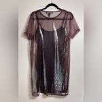 Forever 21  Y2K Metallic Mesh Holographic T-Shirt Mini Dress Women’s Sz 0X EUC Photo 5