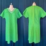 Handmade Vintage 70s Lime Green Polka Dot Shift Dress Photo 3
