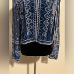 Chico's EUC Chico’s Blue and White Embroidered Sheer Bolero size large Photo 4