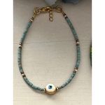 Evil Eye Butterfly Beaded Bracelet Gold Plated Adjustable Cute‎ Jewelry Blue Photo 1