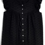 Madewell Ruffle-Sleeve Bib Eyelet Sleeveless Top Black Size Small Photo 0
