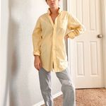 IZOD  Oversized Butter Yellow Button Down Top Photo 1