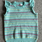 Mint and Stripe Flutter Sleeve Sweater Top Large Green Photo 0