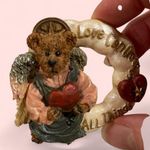 Vintage bear Y2K Love Conquers All pin brooch hand made cute heart angel teddy Blue Photo 0