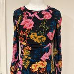 Digital Bloom Silk Bodycon Dress Black Size 4 Photo 5