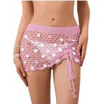 Exotic Crochet Net Sequins Belly Dance Hip Scarf Swim Cover Skirt Fish Net Pink Size undefined Photo 0