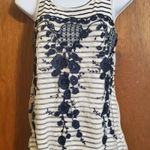 Maurice's Striped tank top with embroidered mesh overlay Photo 1