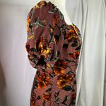 Lulus  Velvet Floral Off-the-Shoulder Maxi Dress Brown Puff‎ Sleeve Womens S New Photo 9