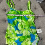 Y2K Tropical‎ Floral Tankini Swimsuit Green Size 10 Photo 6