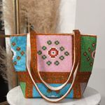 Ermo Vintage Y2K Multicolor Glass Beaded Handbag Tote Purse Shoulder Bag RARE Orange Photo 2