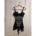 Black Lace Corset Bustier Babydoll Lingerie Top Adjustable Straps Size undefined Photo 2