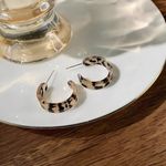 Leopard Print Hoop Earrings Brown Photo 2