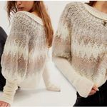 Free People Wool Fair Isle Puff Sleeve Sweater Home For the Holidays Large Photo 1