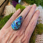 Abalone shell silver antique design ring size 7.5 Blue Photo 0