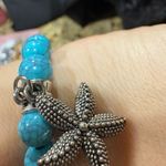 Turquoise Beaded Bracelet with Starfish Charms Blue Photo 1