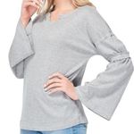 Baea women Gray Flare Sleeve Thermal Knit T Photo 0