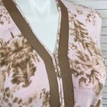 Anthropologie Shae Floral Ribbon Trim Cardigan Sweater Pink Tan Large Photo 4