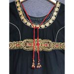 Womens Black Red Gold Anarkali Dress Sleeveless Embroidery Round Neck Size M Photo 5
