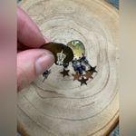 Vintage silver moon and blue beaded star dangle celestial pierced earrings Photo 6