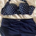 Liz Claiborne Polka Dot Bow Bandeau Bikini Top and Bottoms Photo 0