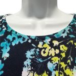 Alfred Dunner PL Floral 3/4 Sleeve Top Navy Cotton Knit Rhinestone Sparkle Photo 3