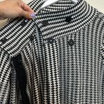 Habitat  Cardigan‎ Jacket Sz Small Black White Houndstooth Crocket Knit Lagenlook Photo 5