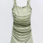 ZARA  Ruffled Printed Tulle Dress Green Photo 0