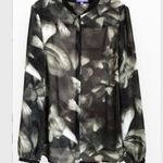 Vivienne Tam SHEER BUTTON CAREER SHIRT BLOUSE BLACK OLIVE GREEN SZ 8 LON… Photo 4